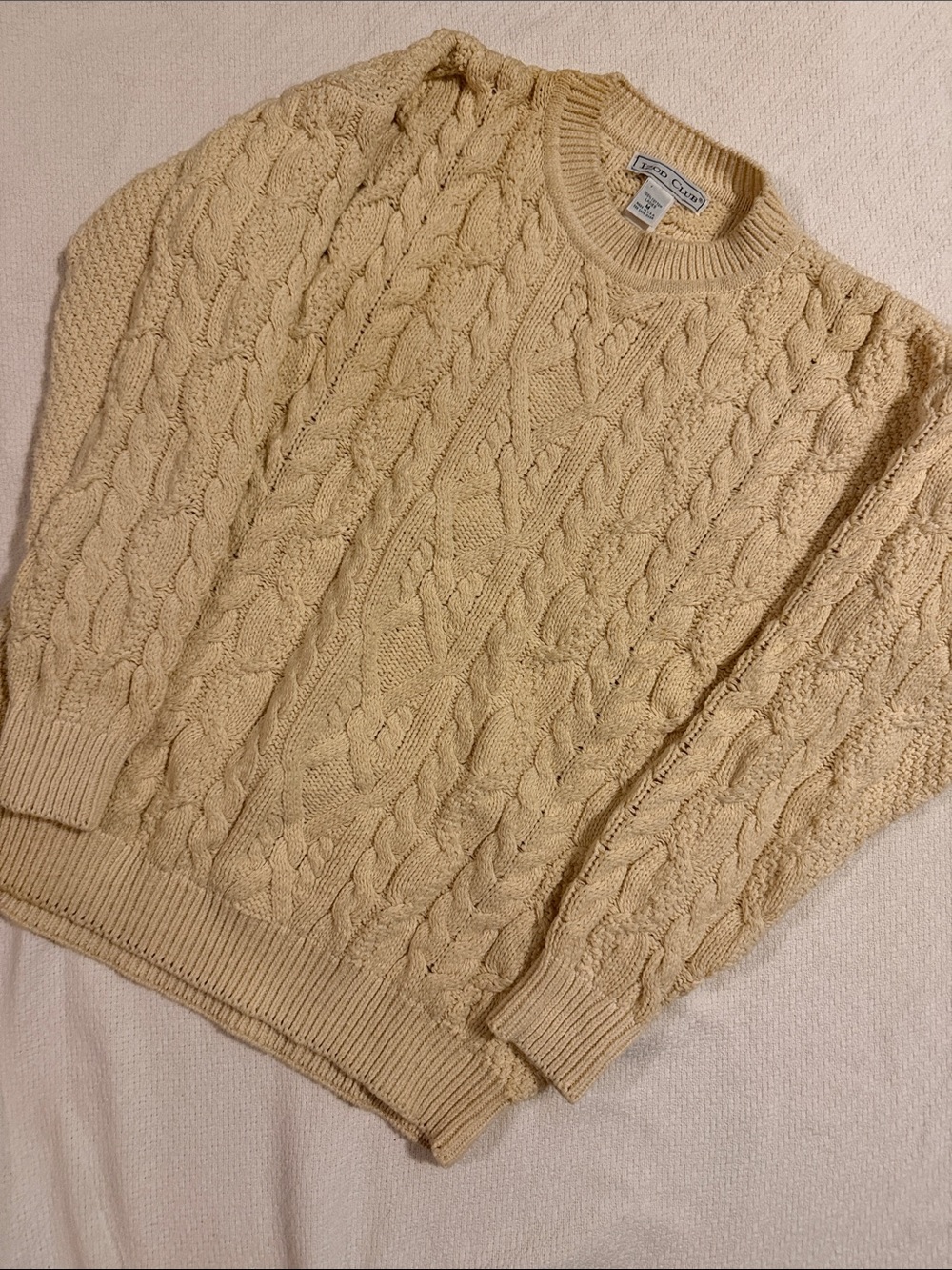 Izod Women's Cream Cable Knit Crewneck Sweater